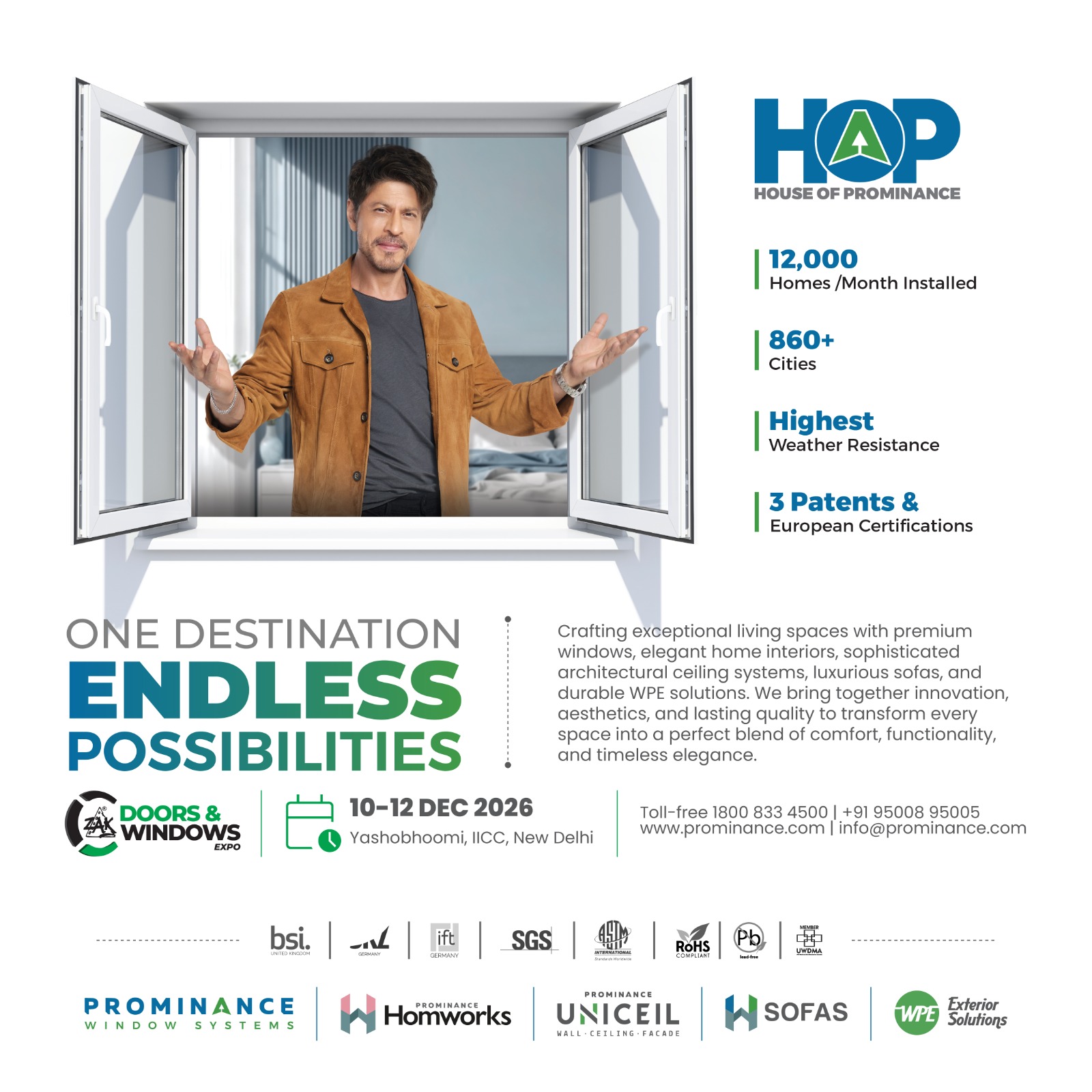 Zak Doors And Windows Expo - Yashobhoomi (IICC), New Delhi, 10-12 December 2026 | Platinum Partner - Prominance